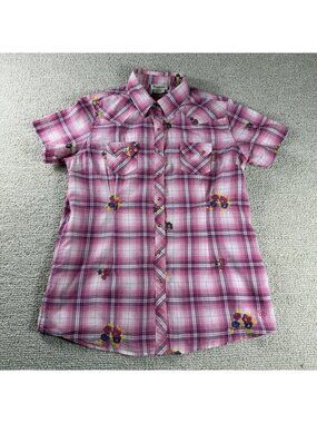 Ariat Western Floral Pearl Snap Short Sleeve Shirt Pink